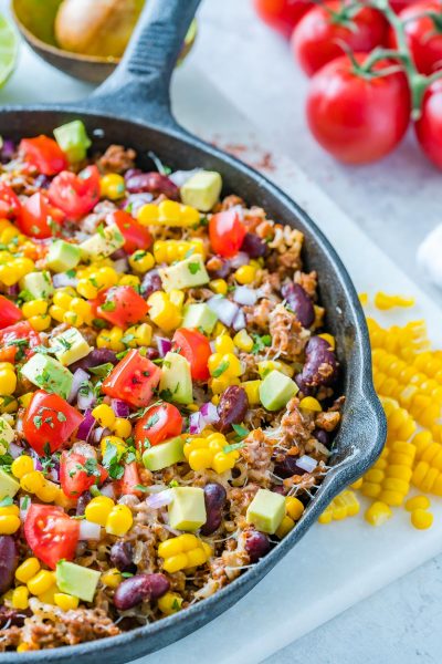 One-Pan Tex-Mex Hearty Turkey + Rice Skillet for the Whole Fam! | Clean ...
