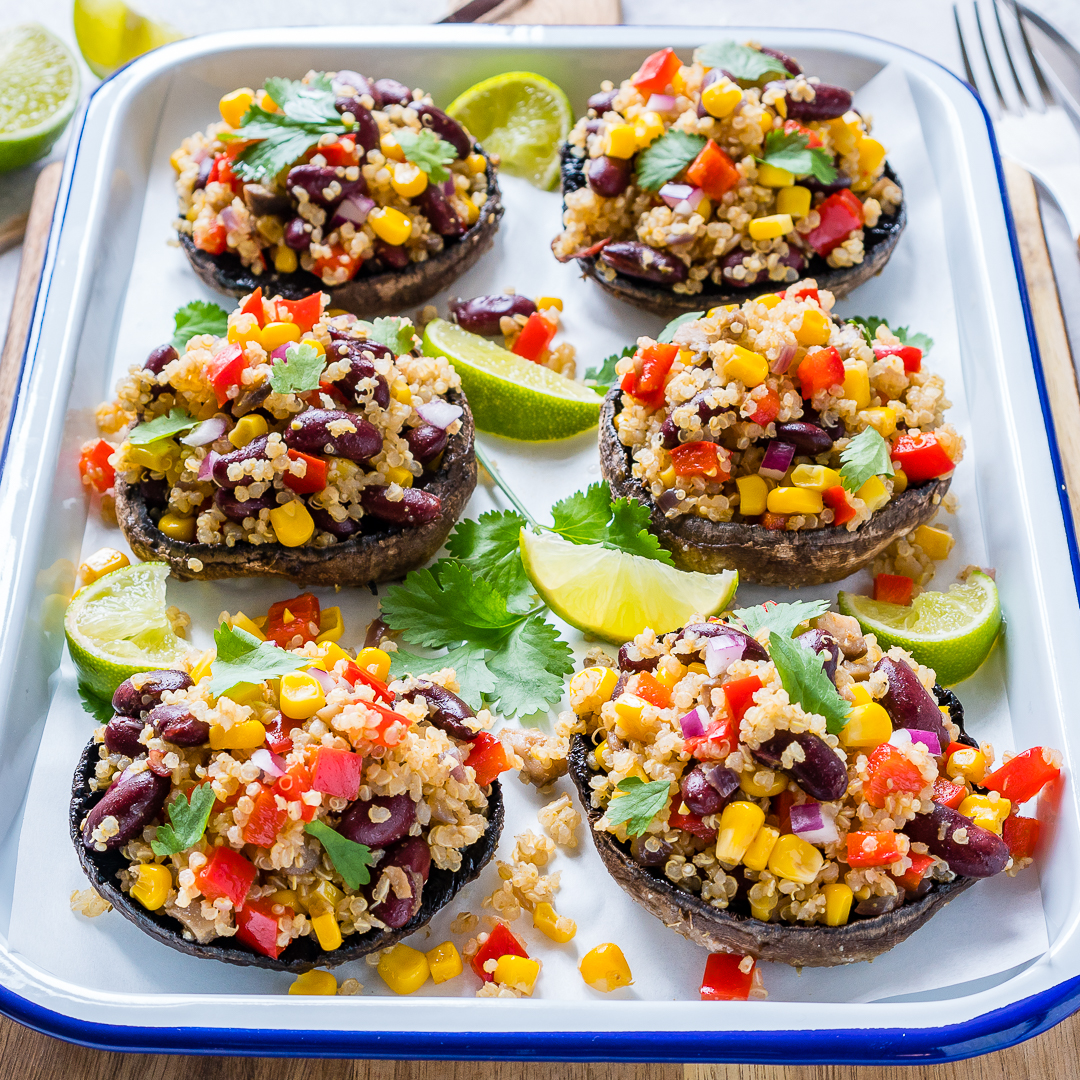 Eat Clean Southwestern Quinoa Stuffed Portobello Mushrooms! Clean