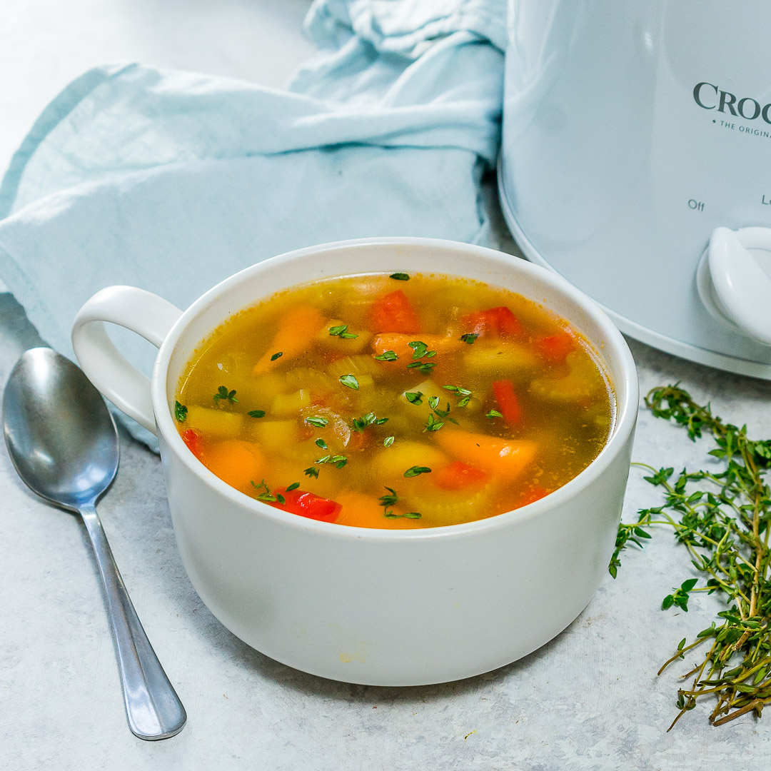 Cold & Flu Nourishing Crockpot Vegetable Soup Recipe | Clean Food Crush