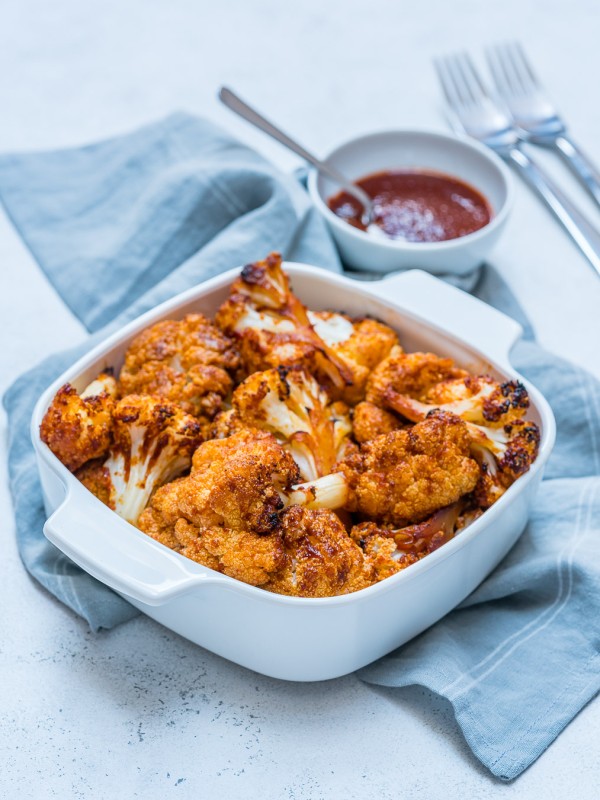 Clean Crispy Tangy BBQ Cauliflower Bites