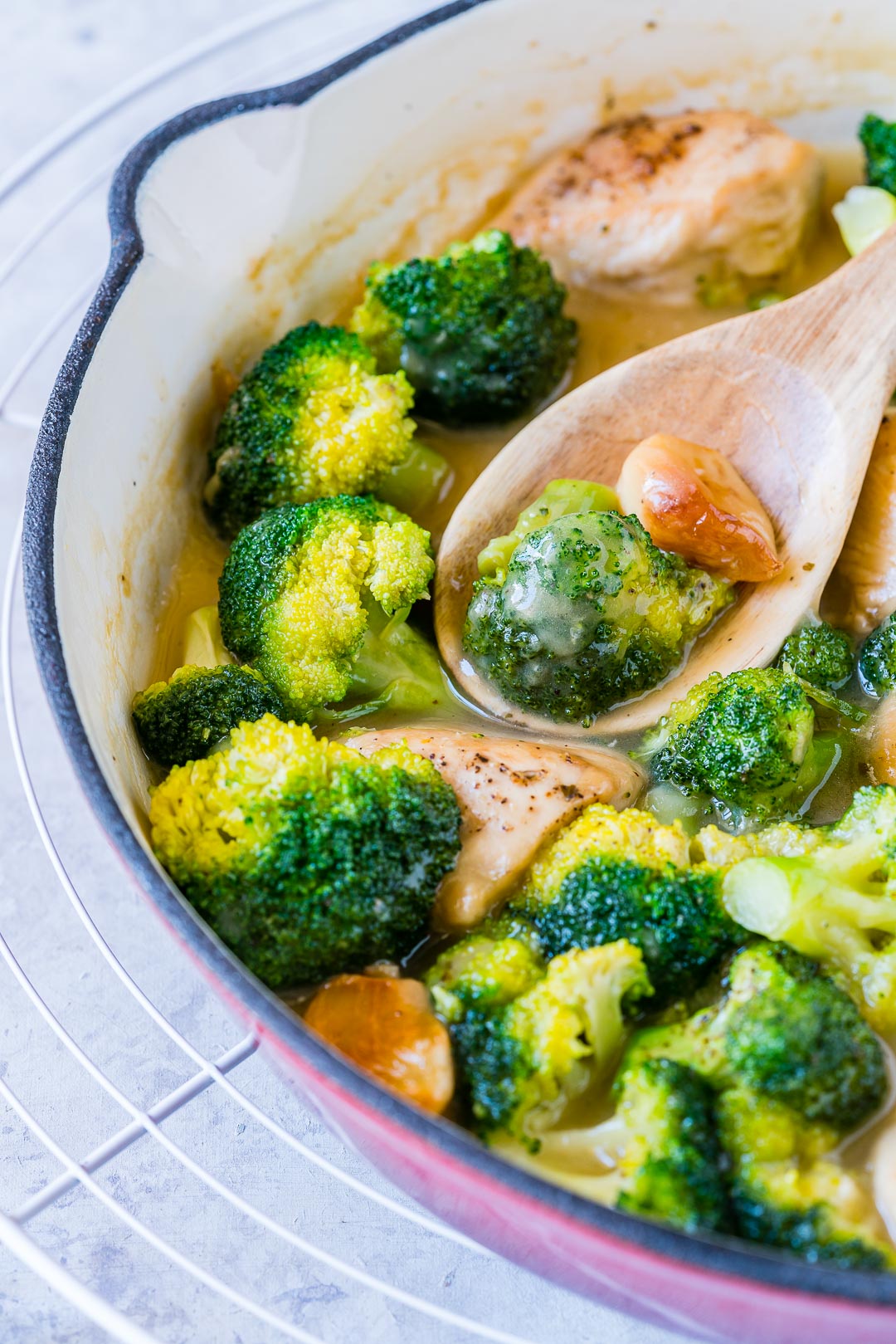 One-Pan Creamy Garlic Chicken Broccoli Healthy Recipe
