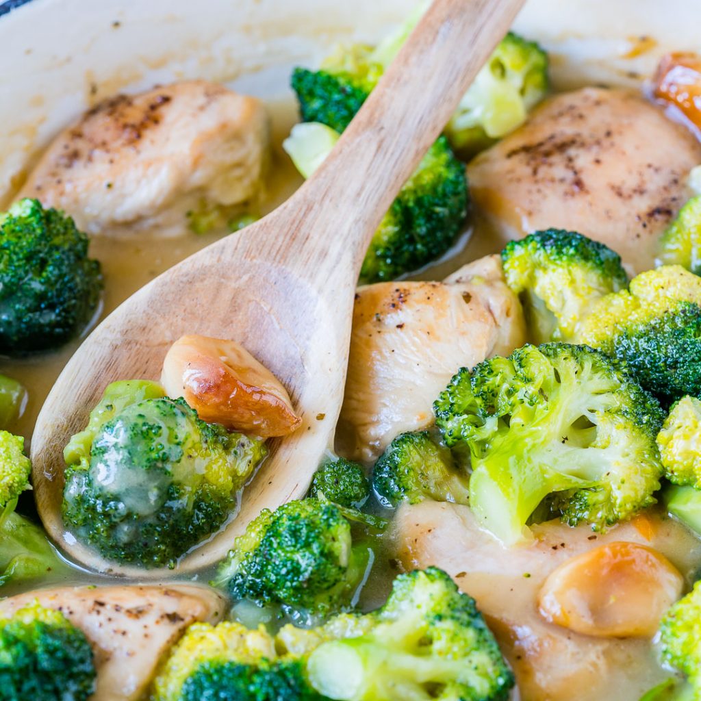 One-Pan Creamy Garlic Chicken Broccoli Recipe