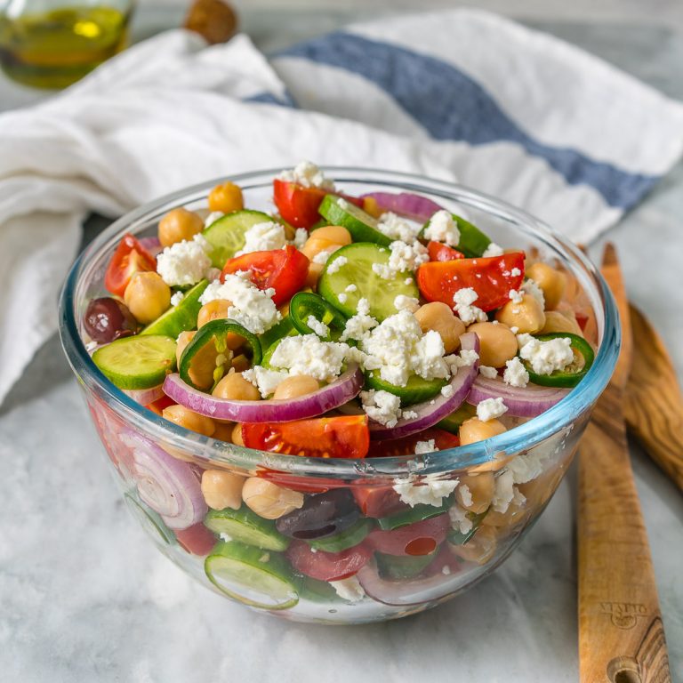 Loaded Greek Chickpea Chopped Salad for Your Clean Eating Goals