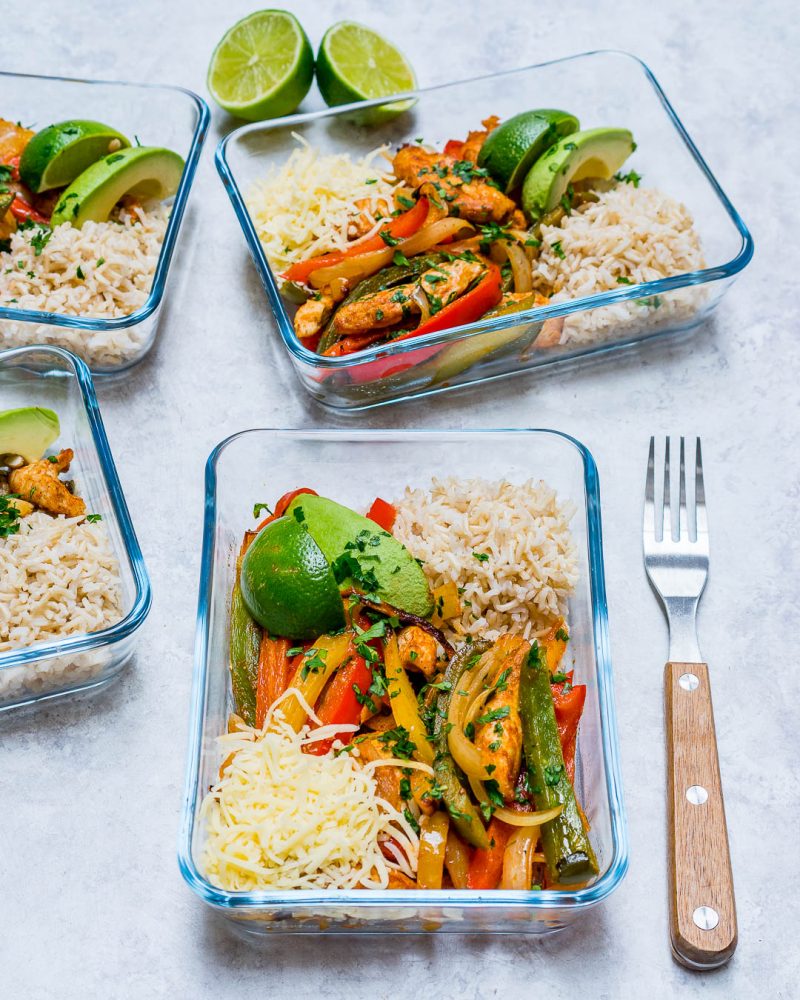 OvenBaked Chicken Fajita Bowls for Clean Eating Meal Prep! Clean