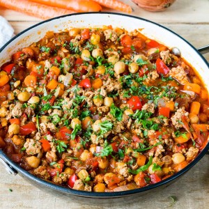 Eat Clean Savory Turkey + Chickpea Skillet