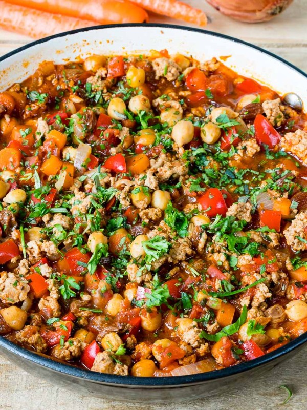 Eat Clean Savory Turkey + Chickpea Skillet
