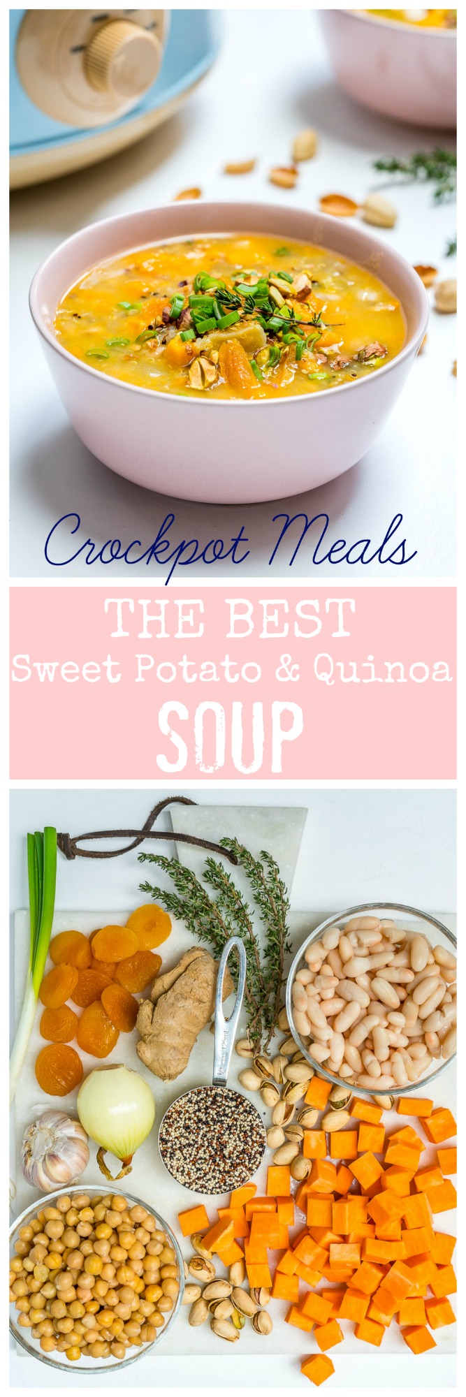 Clean Eating Crock Pot Sweet Potato Quinoa Soup
