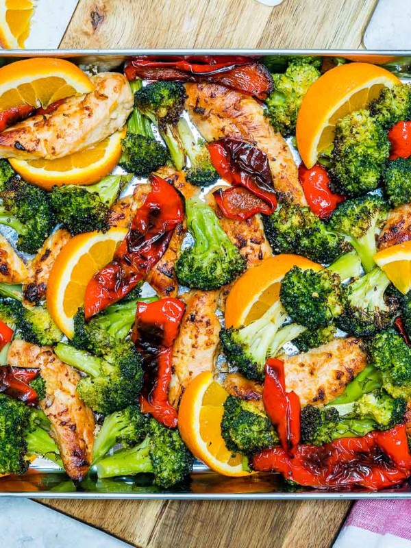 Clean Eating Sheet Pan Orange + Ginger Chicken