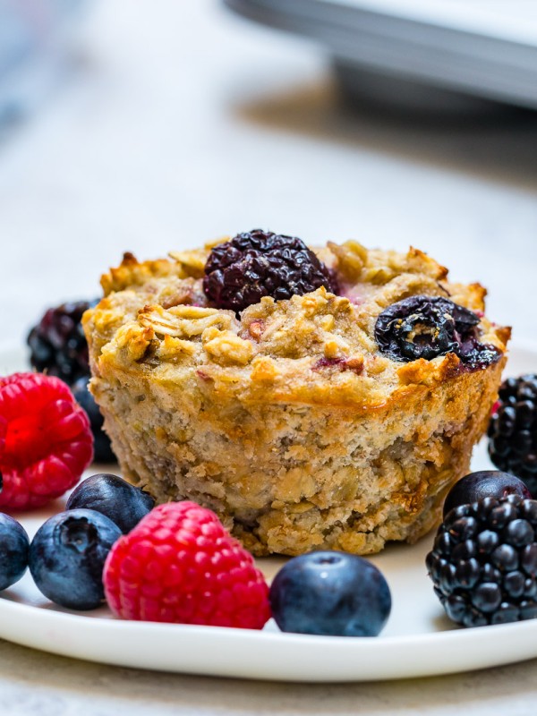 Clean Eating {new} Triple Berry Oatmeal Muffins
