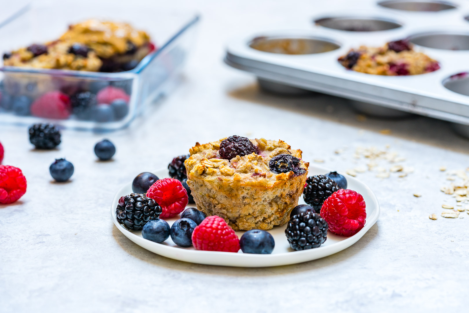 Triple Berry Oatmeal Muffins Recipe