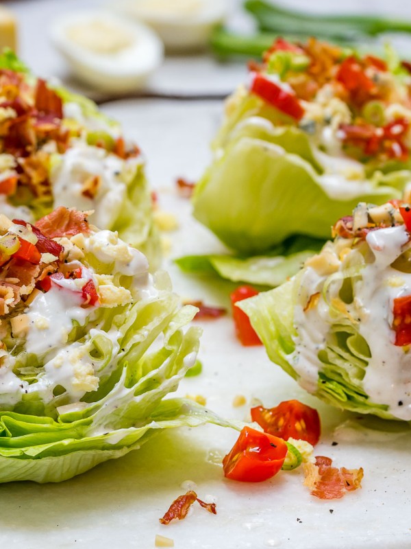 Eat Clean Loaded Iceberg Wedge Salad + Skinny Blue Cheese Dressing