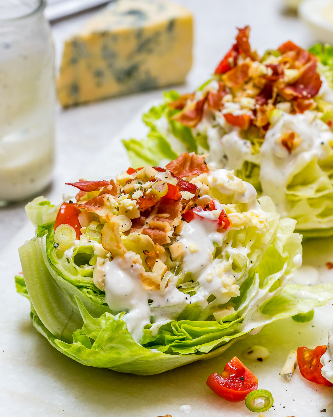 Eat Clean: Loaded Iceberg Wedge Salad + Skinny Blue Cheese Dressing ...