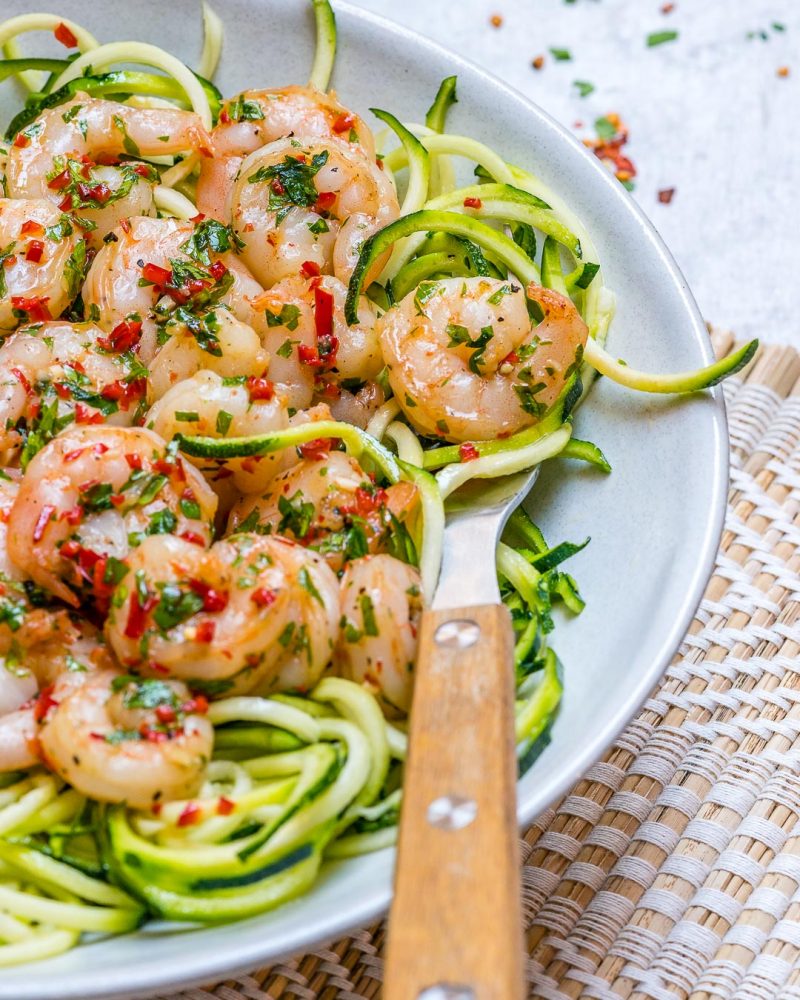 Clean Eating Chili Garlic Shrimp Zoodles Are Low Carb & Super Yummy