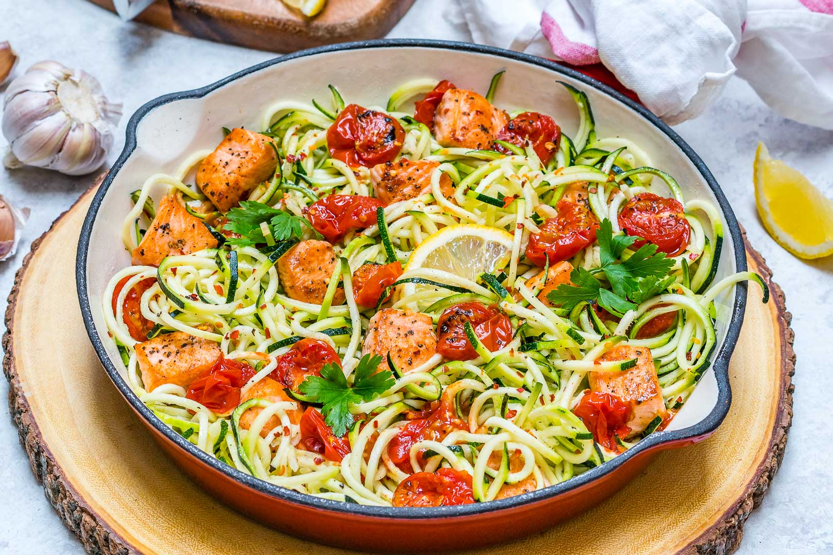 Eat Clean Garlic Butter Salmon + Zoodles to Lose Weight & Energize