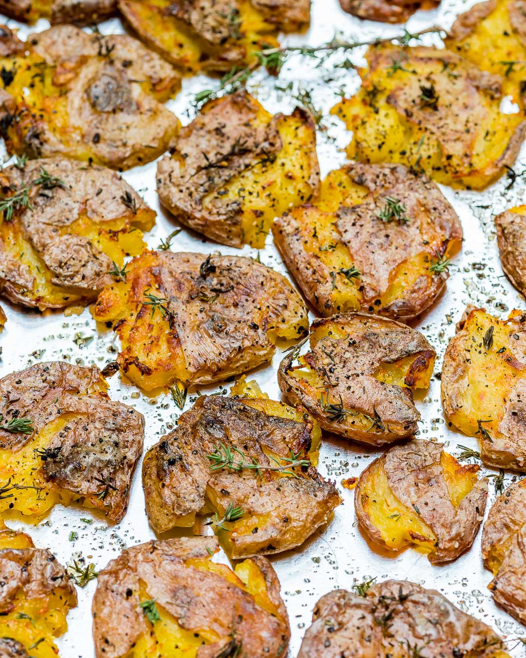 Eat Clean Crispy Smashed Herb Roasted Potatoes