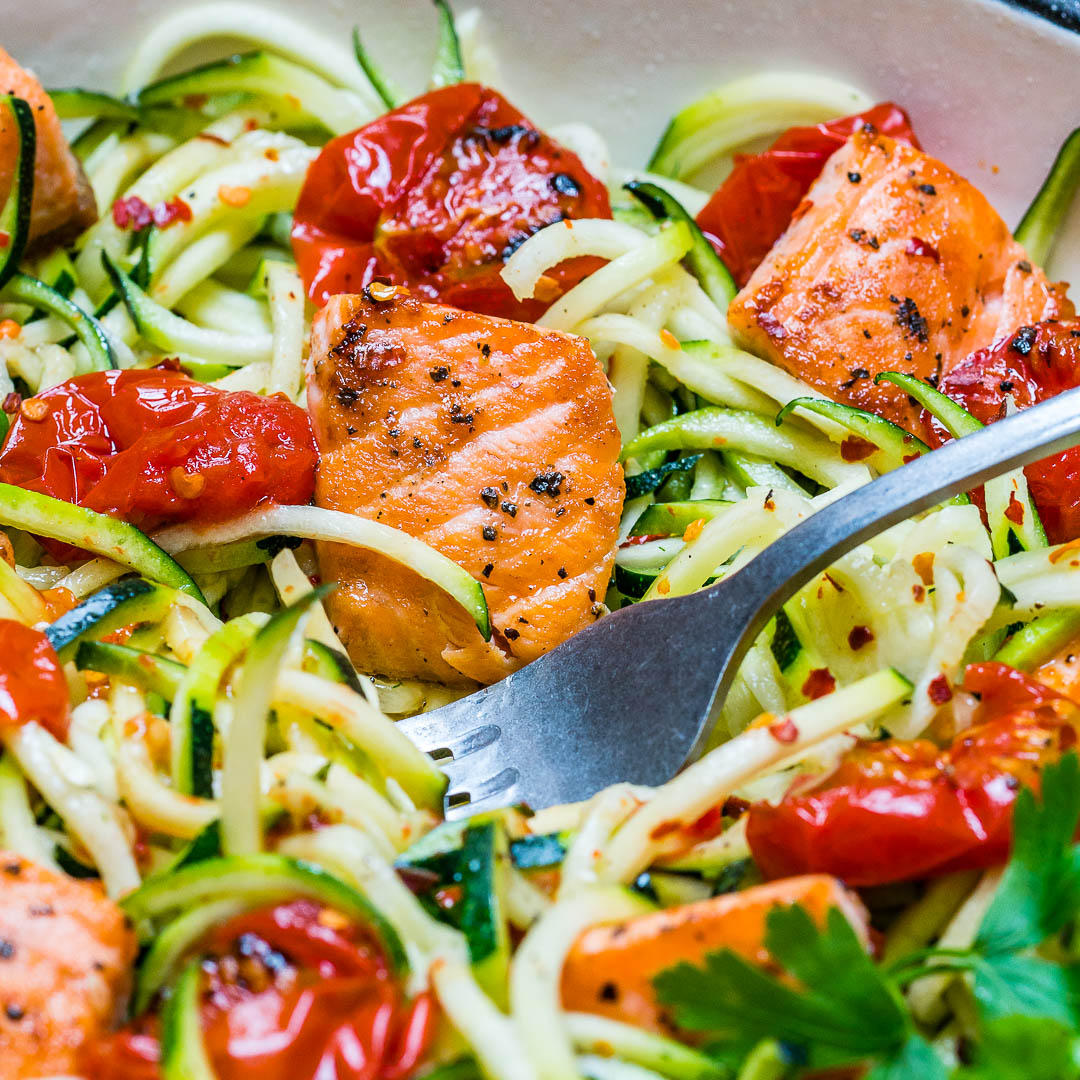 Eat Clean Garlic Butter Salmon + Zoodles to Lose Weight & Energize! Clean Food Crush