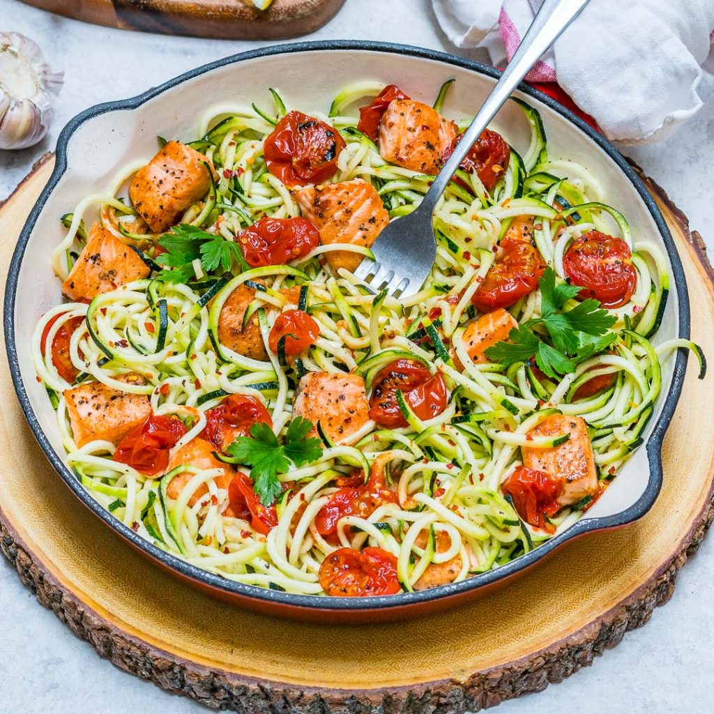 Garlic Butter Salmon + Zoodles Recipe