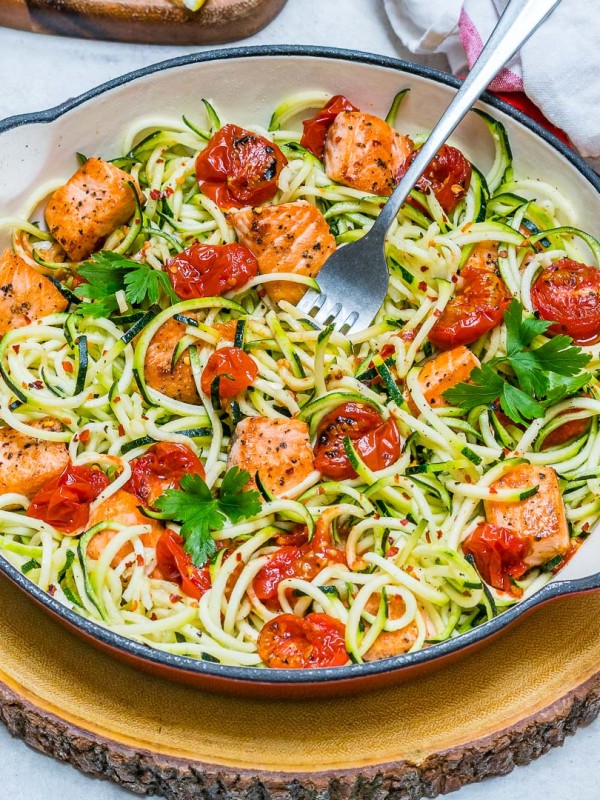 Garlic Butter Salmon + Zoodles Recipe