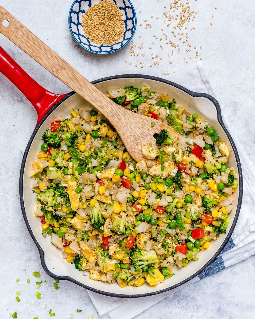 15 Minute Cauliflower Fried Rice Skillet for a FAST Clean Dinner