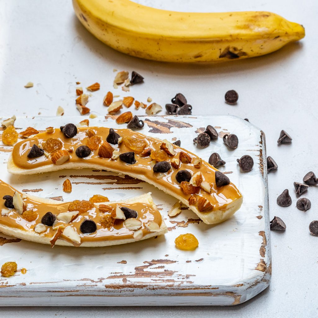 Clean Almond Butter Chocolate Chip Bananas Snacks