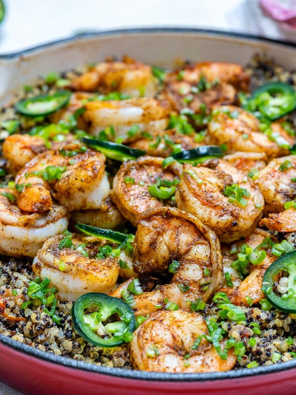 Clean Eating Spicy Cajun Shrimp Quinoa Skillet Recipes