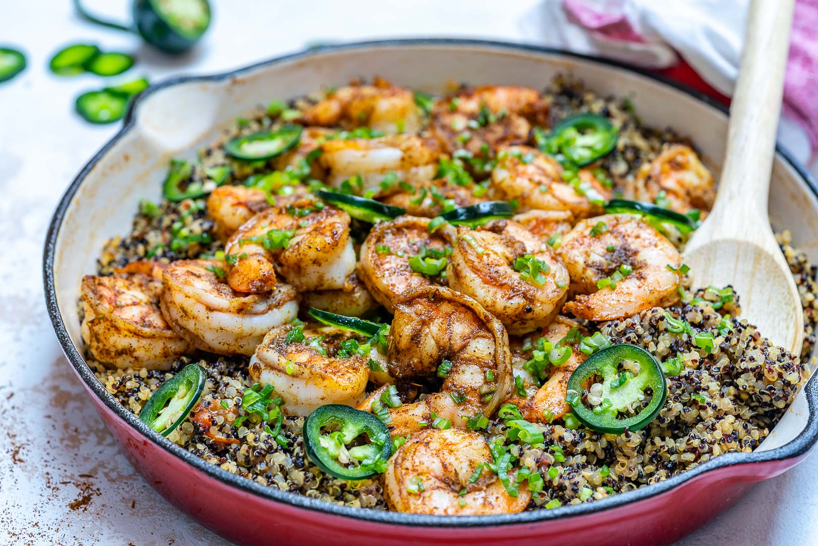 Clean Eating Spicy Cajun Shrimp Quinoa Skillet Recipes