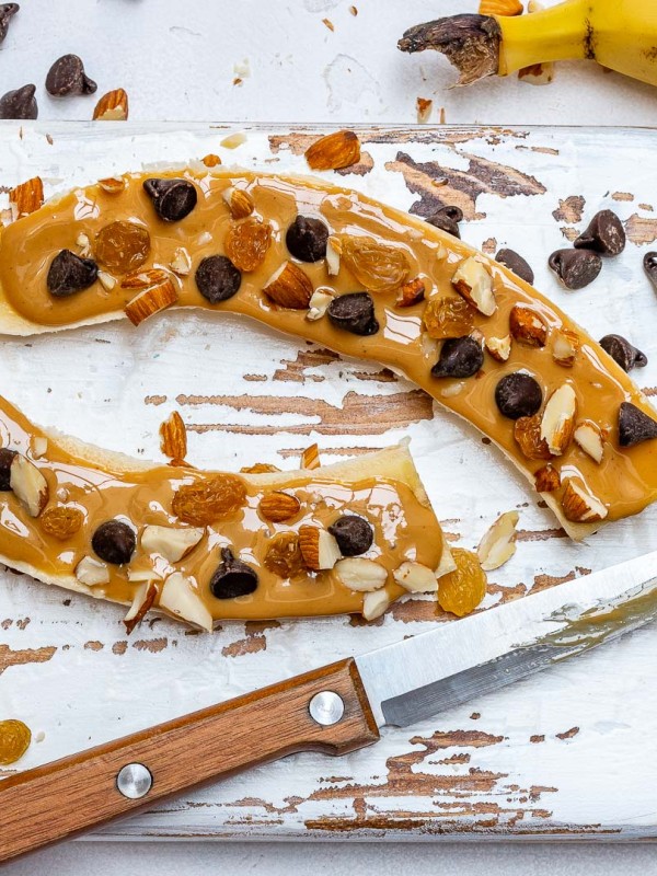 Clean Eats Almond Butter Chocolate Chip Bananas