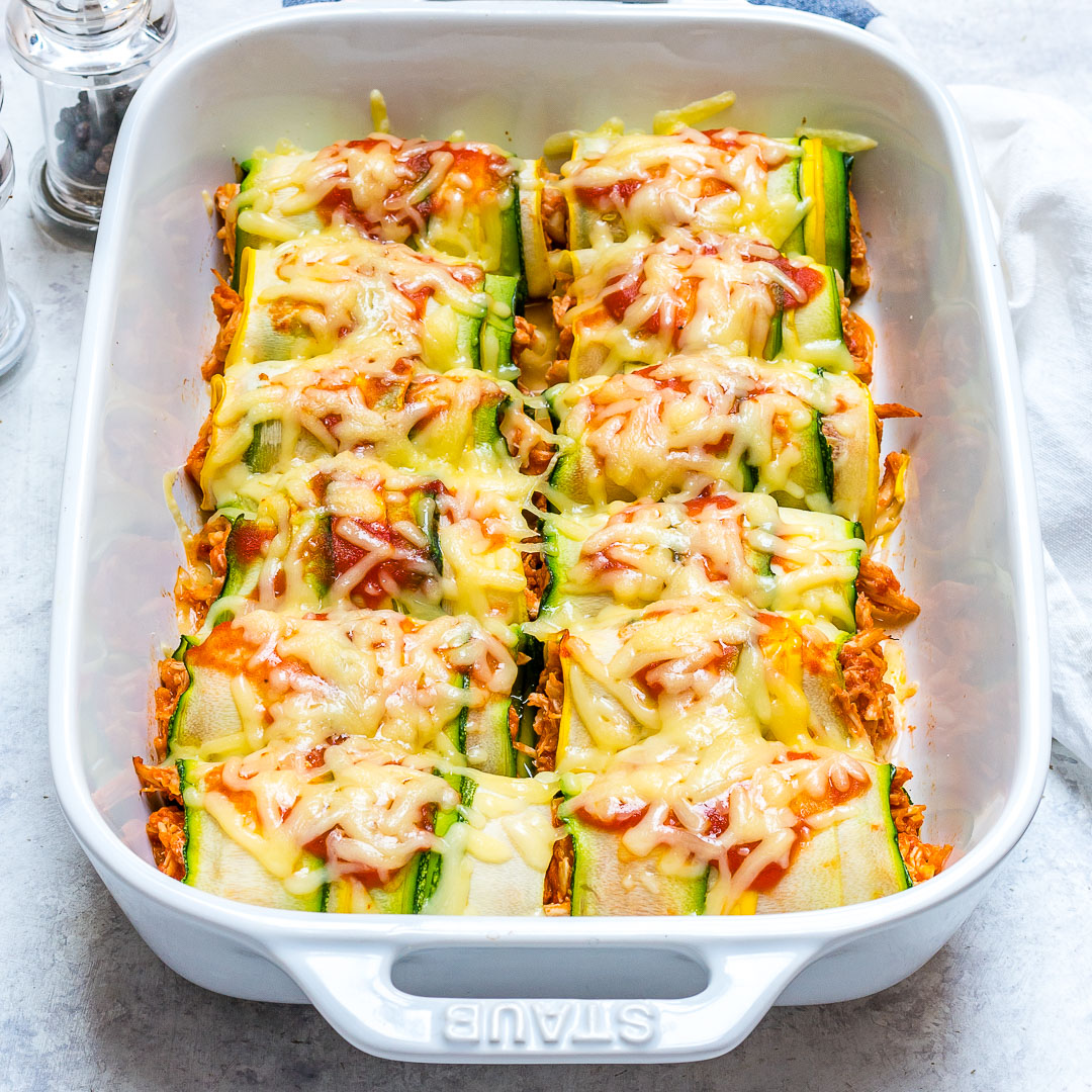 Clean Eating Zucchini Chicken Enchilada RollUps are Heaven! Clean