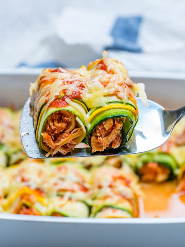 Clean Food ucchini Chicken Enchilada Roll-Ups