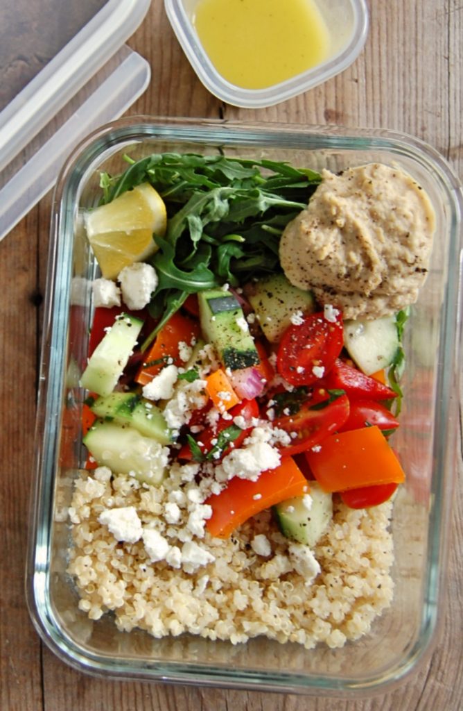 Mediterranean Hummus Prep Salads for Clean Eating Meal Prep! Clean