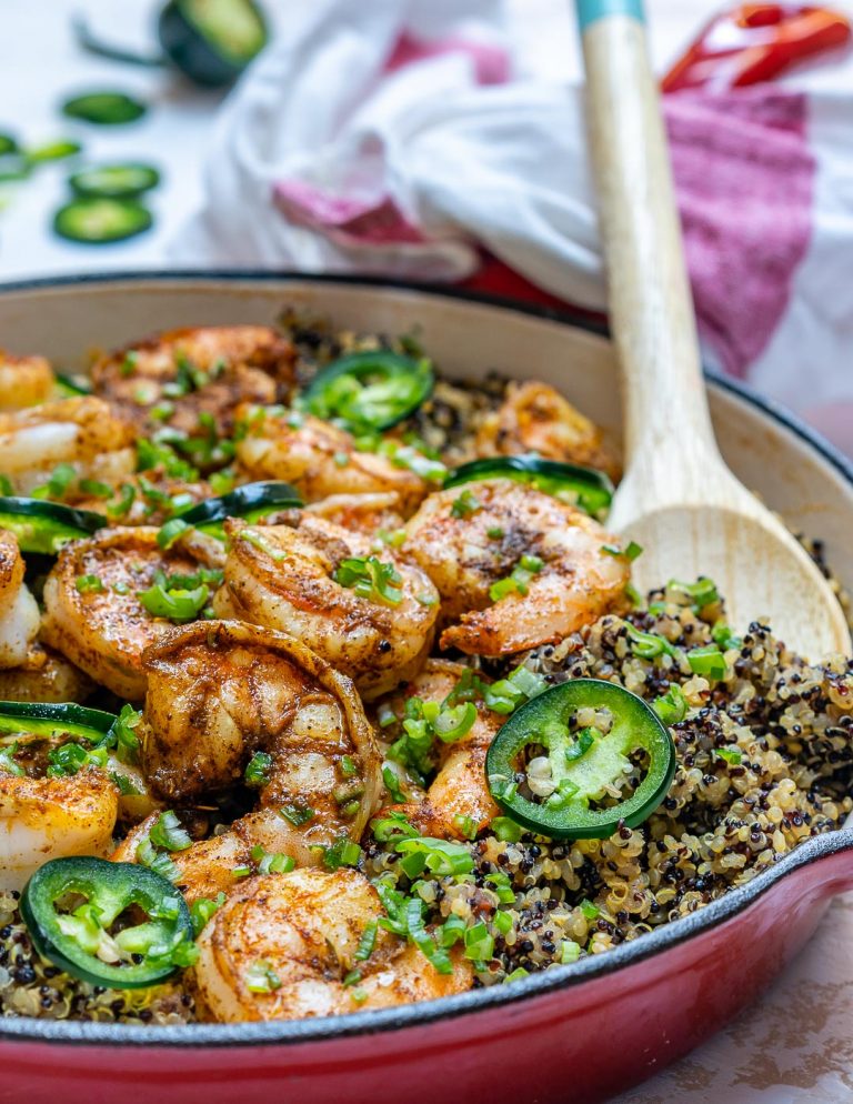 Spicy Cajun Shrimp + Quinoa Skillet for Clean Eating Dinner Ideas Clean Food Crush