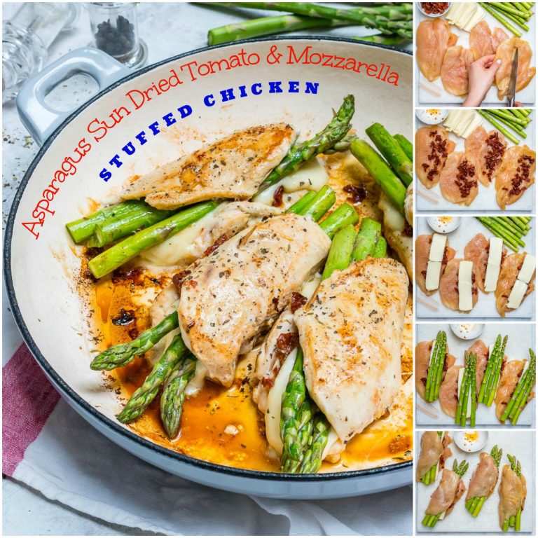 Eat Clean Asparagus & Sundried Tomato Stuffed Chicken Skillet