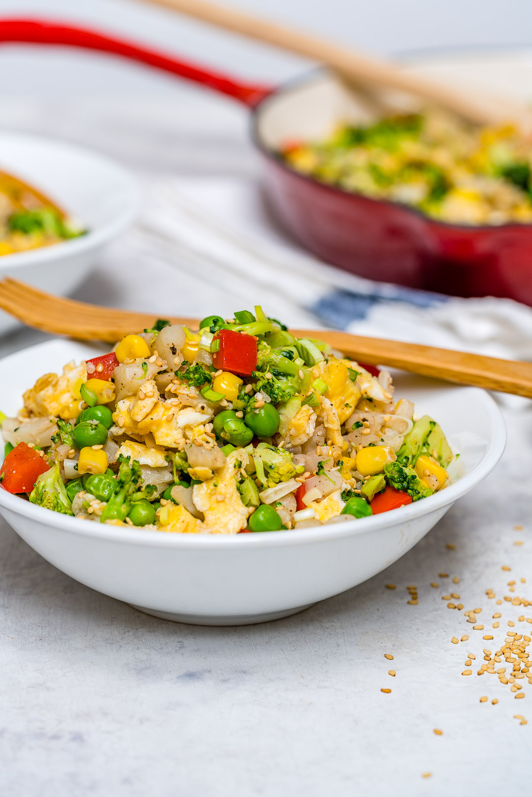 Eat Clean 15 Min Cauliflower Fried Rice Skillet