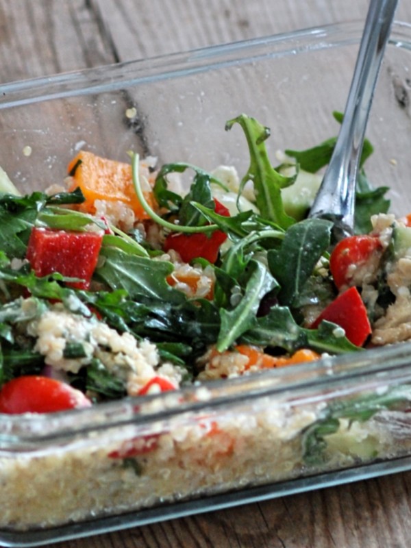 Eat Clean Mediterranean Hummus Prep Salads by CleanFoodCrush