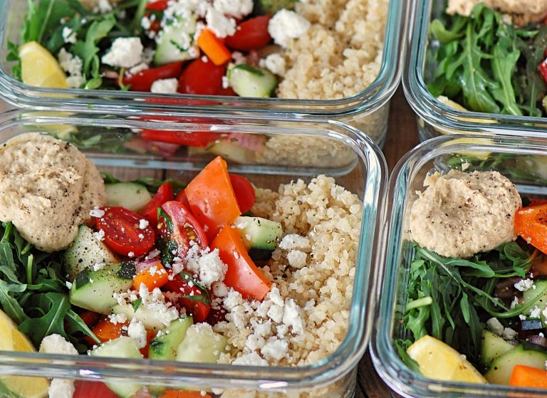 Mediterranean Hummus Prep Salads for Clean Eating Meal Prep! Clean