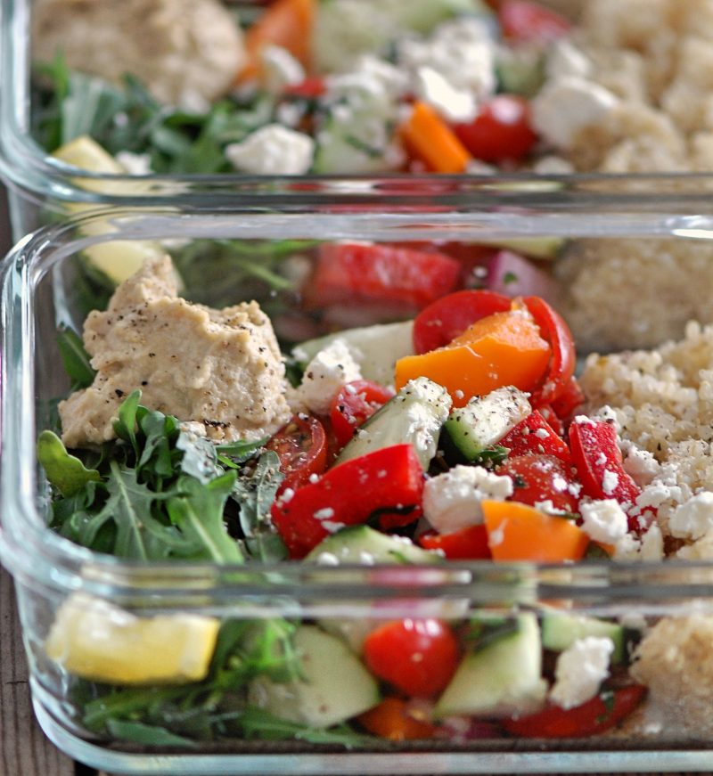 Mediterranean Hummus Prep Salads for Clean Eating Meal Prep! | Clean ...