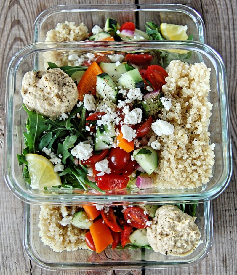 Mediterranean Hummus Prep Salads for Clean Eating Meal Prep! Clean