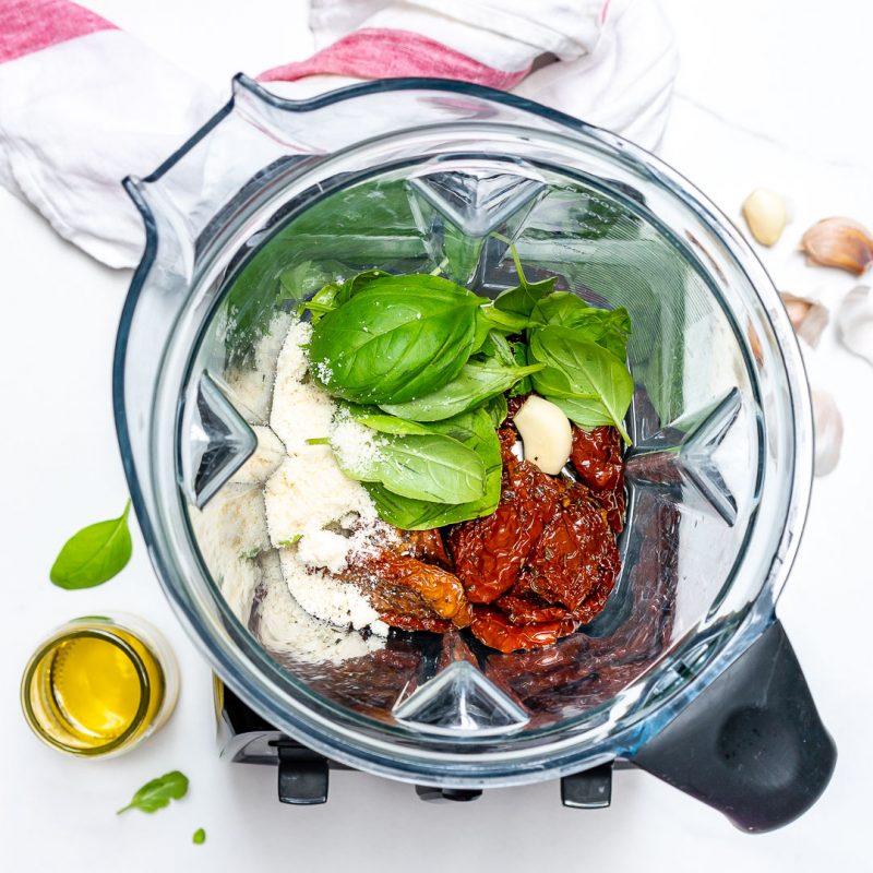 This Sundried Tomato Pesto Shrimp + Zucchini Skillet Bursts with Flavor! Clean Food Crush