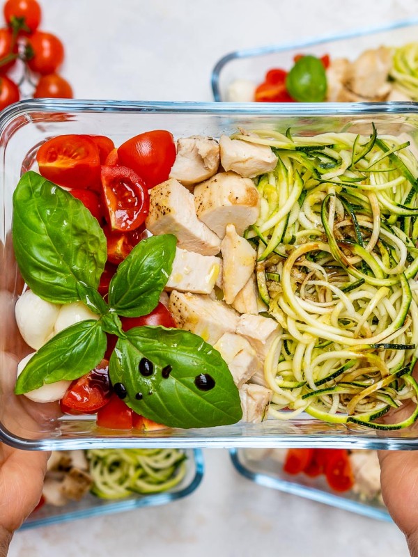 Caprese Chicken Zoodles for Meal Prep