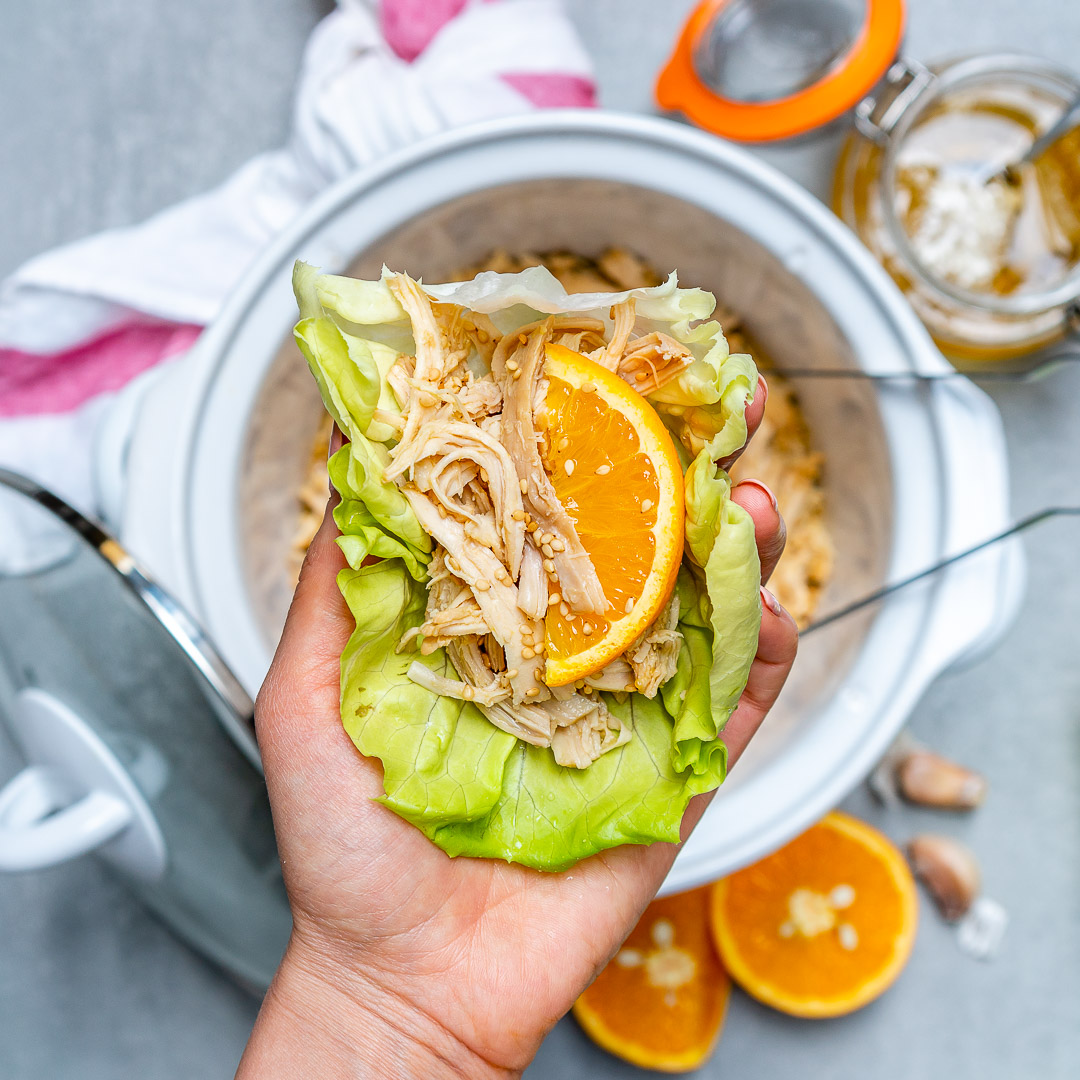 Crockpot Orange Sesame Shredded Chicken Makes Clean Eating Easy