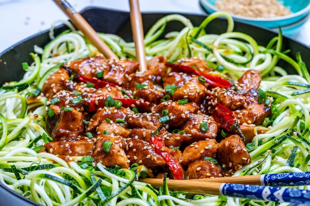 Clean Eating Kung Pao Chicken Zoodles