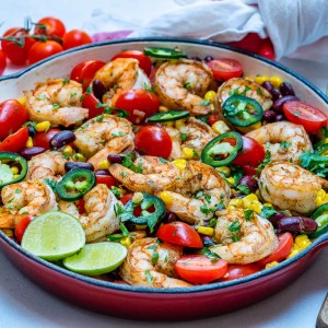 Clean Eating Spicy Shrimp Skillet