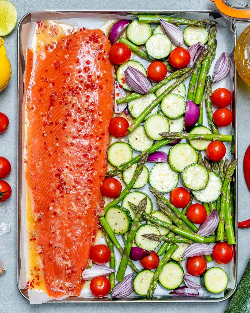 Sheet Pan Chili Lime Salmon + Veggies for Easy Clean Eating Nights ...