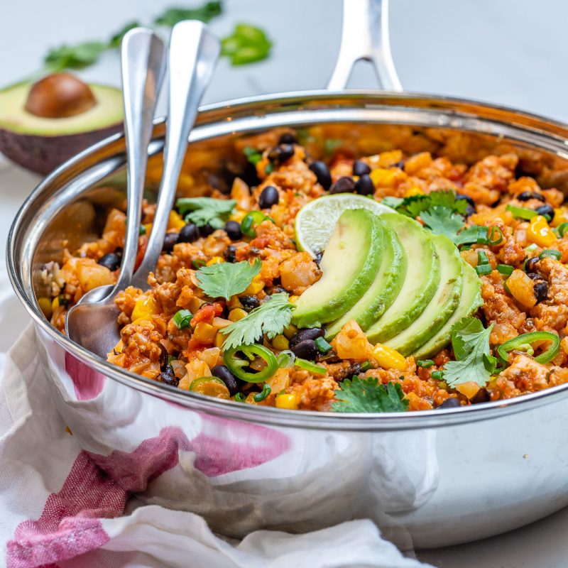 This Taco Cauliflower Rice Skillet is Bursting with Flavor! | Clean