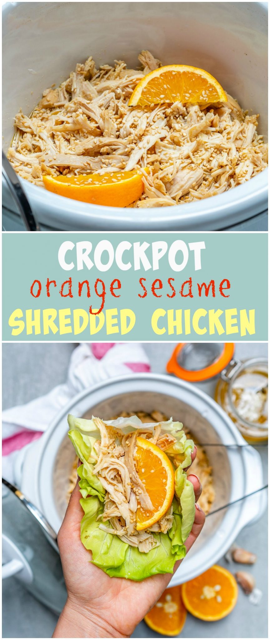 Healthy Crockpot Orange Sesame Shredded Chicken