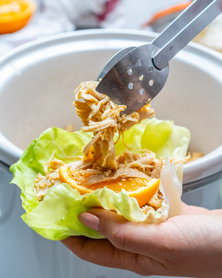 Crockpot Orange Sesame Shredded Chicken by CleanFoodCrush