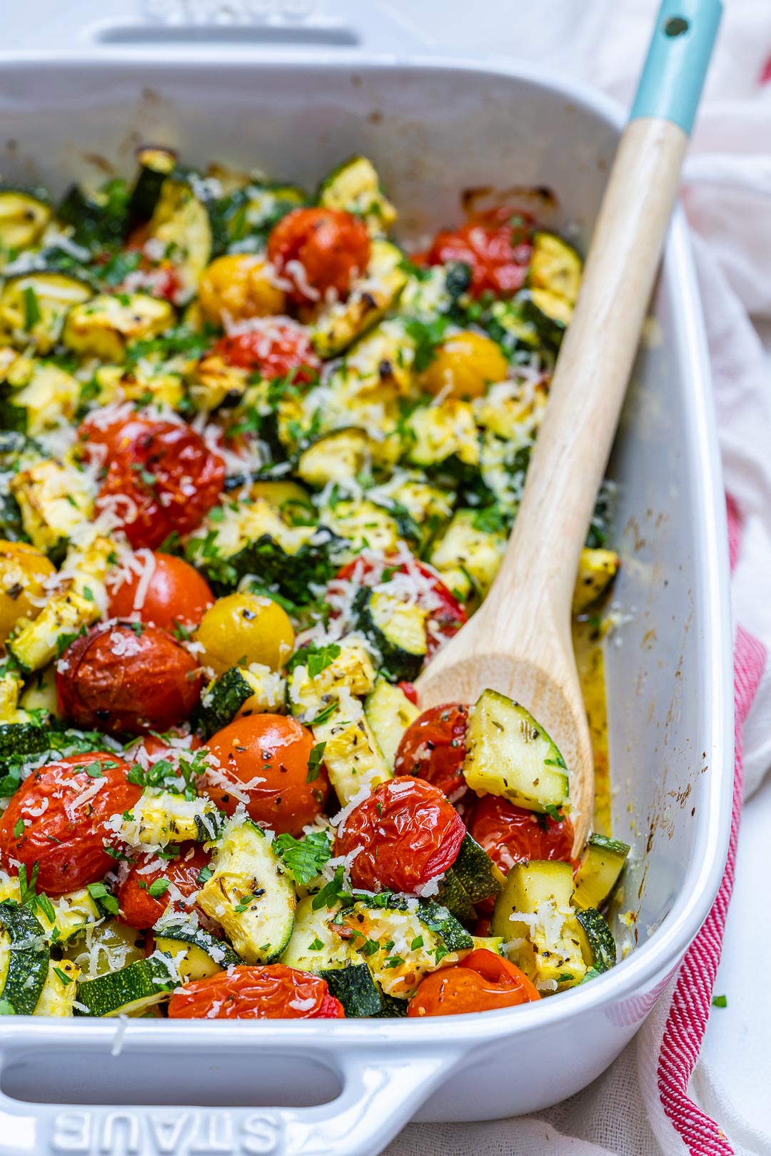 Healthy Garlicky Parmesan Zucchini Bake