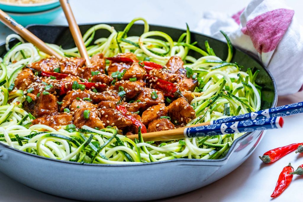 Healthy Kung Pao Chicken with Zoodles