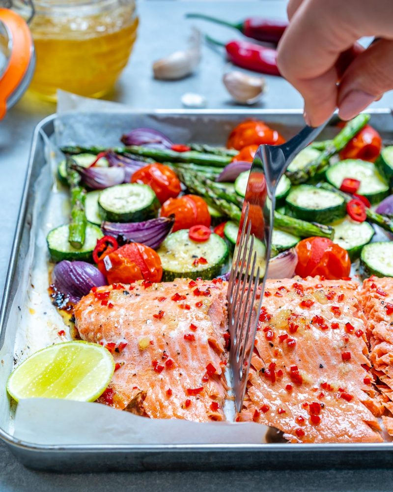Sheet Pan Chili Lime Salmon + Veggies for Easy Clean Eating Nights ...