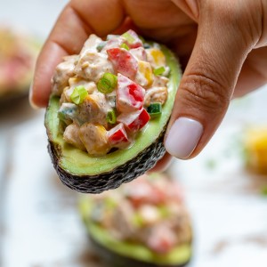 Healthy Chipotle Chicken Salad Stuffed Avocados